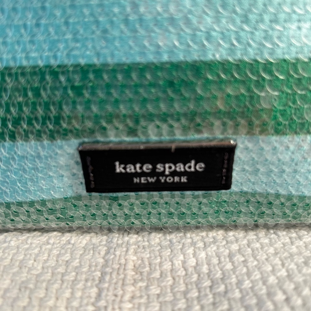 Kate Spade Green Striped Sequined Clutch/Wristlet - Picture 5 of 9